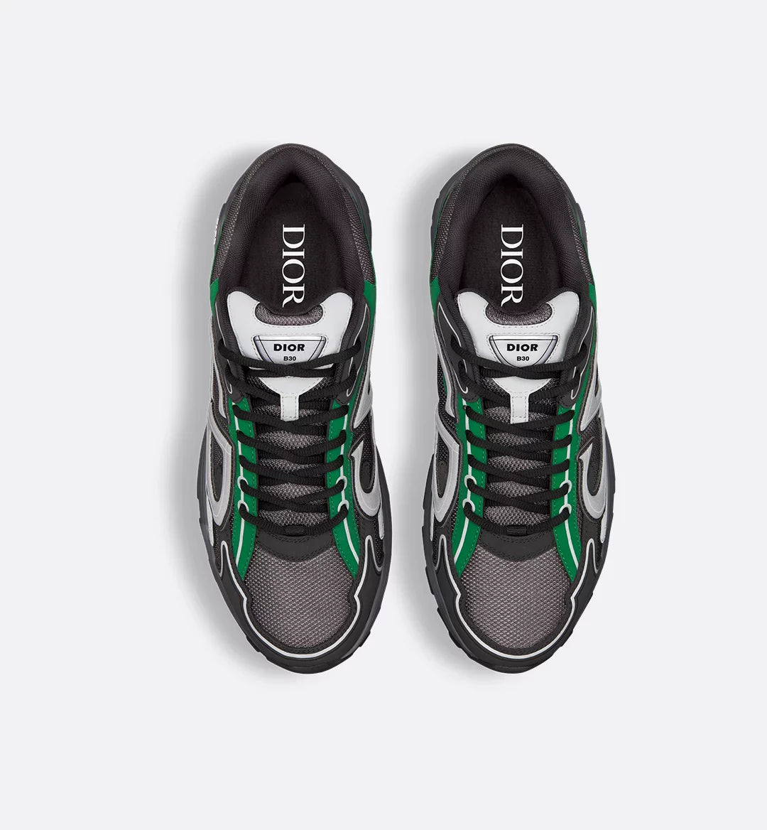 Dior B30 Sneaker Deep Gray Mesh with Green, Black and Gray Technical Fabric