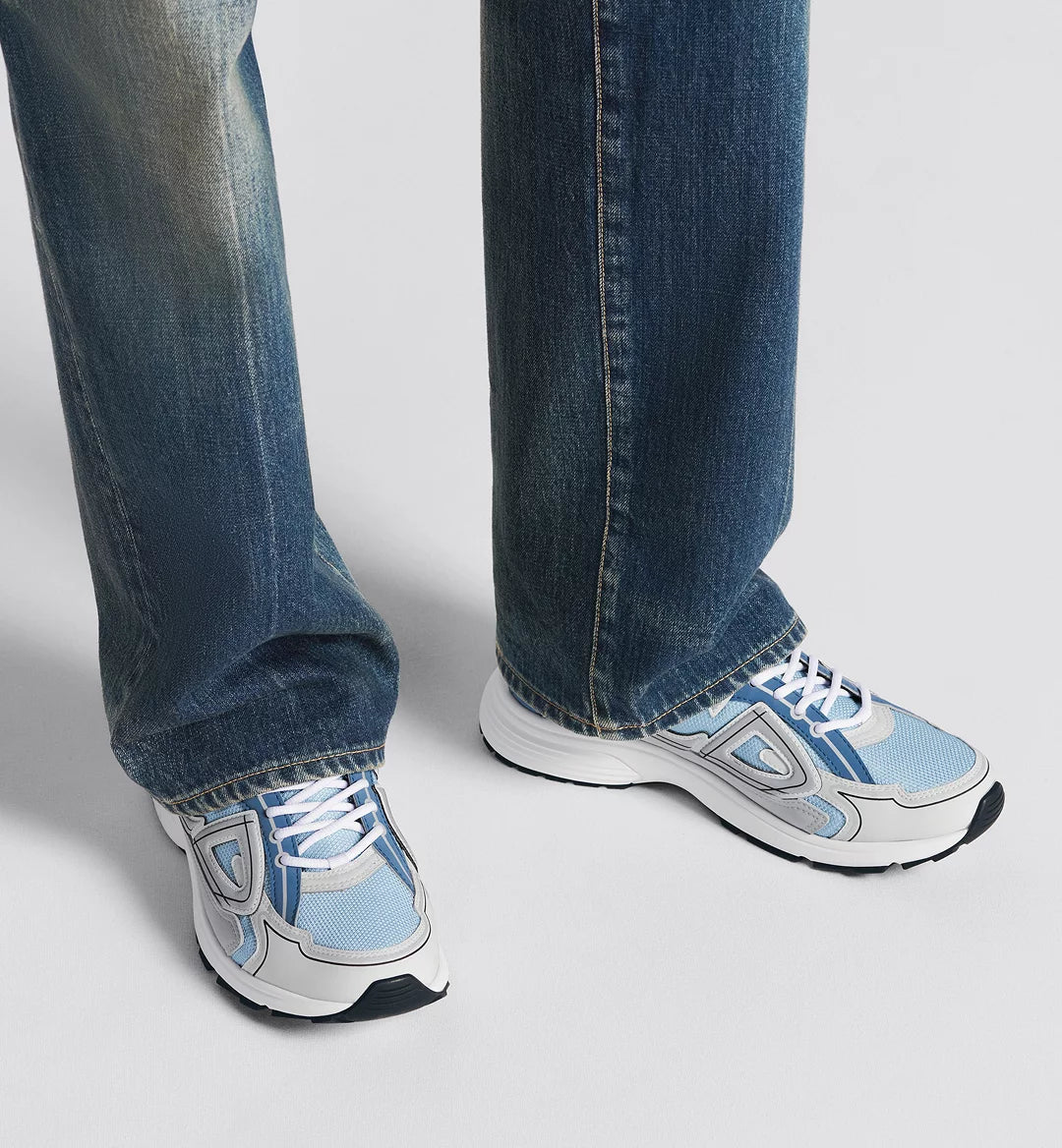 B30 Countdown Sneaker Light Blue Technical Mesh and Blue, Gray and White Technical Fabric