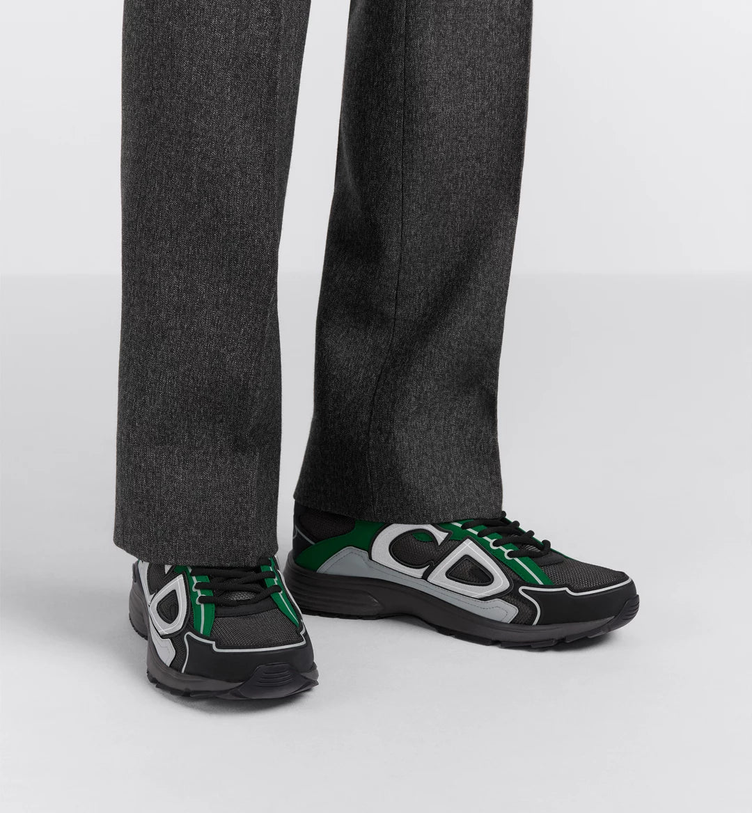 Dior B30 Sneaker Deep Gray Mesh with Green, Black and Gray Technical Fabric